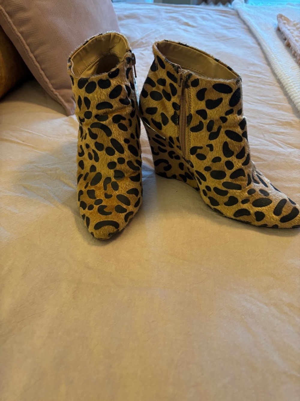 Expressions Leopard Print Wedge Booties - Brown/Black